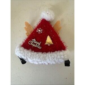 Holiday Santa Hat Pet Costume Reindeer Antlers Cats Dogs Xmas Outfit
